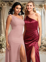 Load image into Gallery viewer, Sibyl A-line One Shoulder Floor-Length Chiffon Bridesmaid Dress With Bow XXBP0025748