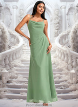 Load image into Gallery viewer, Marlie A-line Cowl Floor-Length Chiffon Bridesmaid Dress XXBP0025741