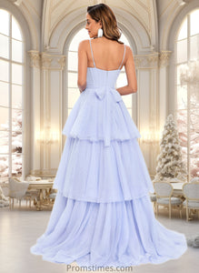 Sanaa Ball-Gown/Princess Sweetheart Sweep Train Tulle Prom Dresses With Bow XXBP0025843