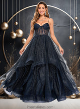 Load image into Gallery viewer, Bria Ball-Gown/Princess V-Neck Floor-Length Tulle Prom Dresses XXBP0025863