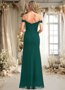 Laci A-line Off the Shoulder Floor-Length Chiffon Bridesmaid Dress XXBP0025744