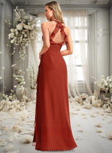 Load image into Gallery viewer, Madalyn A-line V-Neck Floor-Length Chiffon Bridesmaid Dress With Ruffle XXBP0025754