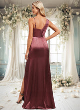 Load image into Gallery viewer, Yesenia A-line Asymmetrical Floor-Length Stretch Satin Bridesmaid Dress XXBP0025828