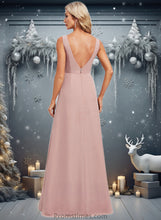 Load image into Gallery viewer, Camila A-line V-Neck Floor-Length Chiffon Bridesmaid Dress XXBP0025820