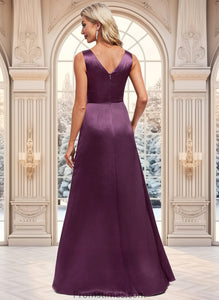 Gwendolyn A-line Scoop Floor-Length Stretch Satin Bridesmaid Dress XXBP0025829