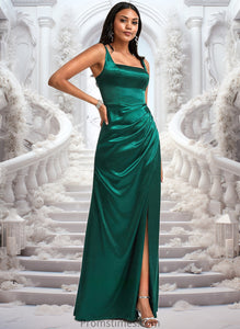 Jazmine A-line Square Floor-Length Stretch Satin Bridesmaid Dress XXBP0025742