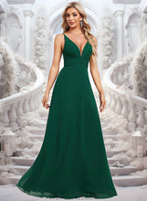 Load image into Gallery viewer, Jane A-line V-Neck Floor-Length Chiffon Bridesmaid Dress XXBP0025813