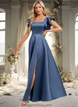 Load image into Gallery viewer, Isabella A-line Square Floor-Length Satin Bridesmaid Dress With Ruffle XXBP0025774