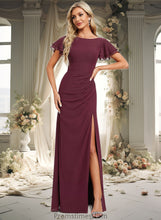 Load image into Gallery viewer, Elaine A-line Boat Neck Floor-Length Chiffon Bridesmaid Dress With Ruffle XXBP0025827