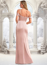 Load image into Gallery viewer, Isabela A-line Cold Shoulder Floor-Length Stretch Satin Bridesmaid Dress XXBP0025747