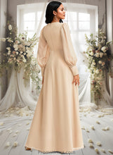 Load image into Gallery viewer, Adriana A-line V-Neck Floor-Length Chiffon Bridesmaid Dress XXBP0025763