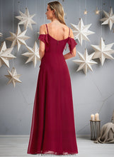 Load image into Gallery viewer, Anabel A-line Cold Shoulder Floor-Length Chiffon Bridesmaid Dress With Ruffle XXBP0025755