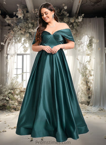 Jessie A-line Off the Shoulder Floor-Length Satin Prom Dresses With Pleated XXBP0025851