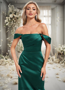 Camila Sheath/Column Off the Shoulder Floor-Length Satin Bridesmaid Dress XXBP0025815