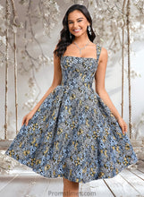 Load image into Gallery viewer, Charlee A-line Square Knee-Length Jacquard Homecoming Dress With Bow XXBP0025687