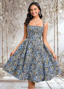 Charlee A-line Square Knee-Length Jacquard Homecoming Dress With Bow XXBP0025687