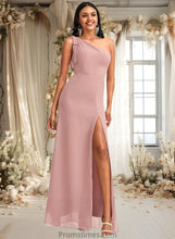 Load image into Gallery viewer, Sibyl A-line One Shoulder Floor-Length Chiffon Bridesmaid Dress With Bow XXBP0025748