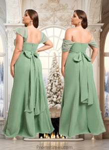 Kaliyah Trumpet/Mermaid Off the Shoulder V-Neck Floor-Length Chiffon Bridesmaid Dress XXBP0025810