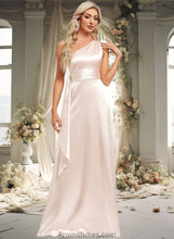 Load image into Gallery viewer, Patricia A-line One Shoulder Floor-Length Stretch Satin Bridesmaid Dress With Ruffle XXBP0025818