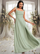 Load image into Gallery viewer, Valery A-line Cowl Floor-Length Chiffon Bridesmaid Dress With Bow XXBP0025738