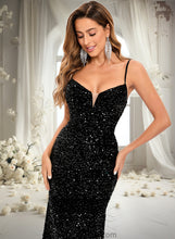 Load image into Gallery viewer, Alma Trumpet/Mermaid V-Neck Sweep Train Sequin Prom Dresses XXBP0025850