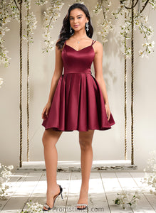 Monica Ball-Gown/Princess V-Neck Short Satin Homecoming Dress With Bow XXBP0025662