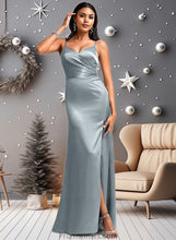 Load image into Gallery viewer, Gladys A-line V-Neck Floor-Length Stretch Satin Bridesmaid Dress XXBP0025728