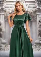 Load image into Gallery viewer, Maisie A-line Scoop Floor-Length Stretch Satin Bridesmaid Dress With Ruffle XXBP0025770