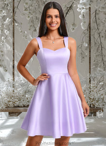 Hanna A-line Sweetheart Short Satin Homecoming Dress With Bow XXBP0025682