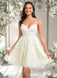 Leia A-line V-Neck Short Lace Homecoming Dress XXBP0025708