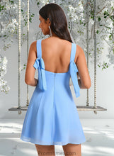 Load image into Gallery viewer, Nathalie A-line Square Mini Chiffon Homecoming Dress With Bow XXBP0025661