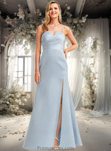 Load image into Gallery viewer, Carly A-line V-Neck Floor-Length Satin Bridesmaid Dress XXBP0025724