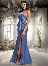 Load image into Gallery viewer, Ciara A-line One Shoulder Floor-Length Stretch Satin Bridesmaid Dress With Bow XXBP0025730