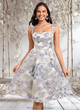 Load image into Gallery viewer, Charlee A-line Square Knee-Length Jacquard Homecoming Dress With Bow XXBP0025687