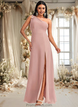 Load image into Gallery viewer, Sibyl A-line One Shoulder Floor-Length Chiffon Bridesmaid Dress With Bow XXBP0025748