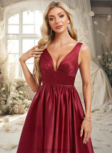 Load image into Gallery viewer, Emma A-line V-Neck Floor-Length Satin Bridesmaid Dress XXBP0025775