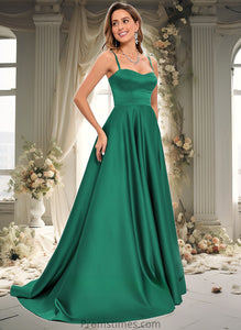 Reese A-line Sweetheart Sweep Train Satin Prom Dresses XXBP0025846