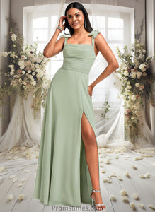 Valery A-line Cowl Floor-Length Chiffon Bridesmaid Dress With Bow XXBP0025738