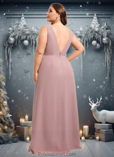 Load image into Gallery viewer, Camila A-line V-Neck Floor-Length Chiffon Bridesmaid Dress XXBP0025820