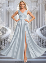 Load image into Gallery viewer, Kristina A-line V-Neck Floor-Length Satin Prom Dresses XXBP0025877