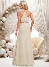 Load image into Gallery viewer, Leilani A-line V-Neck Floor-Length Chiffon Bridesmaid Dress XXBP0025790