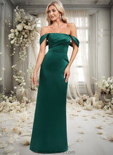 Load image into Gallery viewer, Camila Sheath/Column Off the Shoulder Floor-Length Satin Bridesmaid Dress XXBP0025815