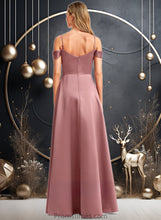 Load image into Gallery viewer, Zara A-line Cold Shoulder Floor-Length Satin Bridesmaid Dress XXBP0025750