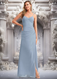 Yoselin A-line V-Neck Floor-Length Chiffon Bridesmaid Dress XXBP0025726