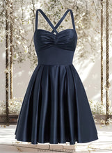 Load image into Gallery viewer, Gabrielle A-line Sweetheart Short Satin Homecoming Dress With Pleated XXBP0025673