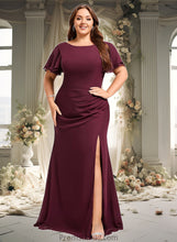 Load image into Gallery viewer, Elaine A-line Boat Neck Floor-Length Chiffon Bridesmaid Dress With Ruffle XXBP0025827