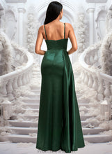 Load image into Gallery viewer, Urania A-line V-Neck Floor-Length Stretch Satin Bridesmaid Dress XXBP0025745