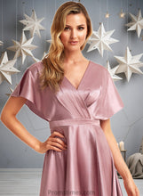 Load image into Gallery viewer, Tricia A-line V-Neck Asymmetrical Stretch Satin Bridesmaid Dress XXBP0025752