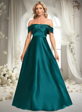 Load image into Gallery viewer, Gwendoline A-line Off the Shoulder Floor-Length Stretch Satin Prom Dresses XXBP0025879