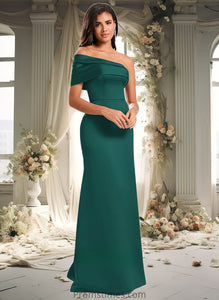 Miracle A-line Asymmetrical Off the Shoulder Floor-Length Satin Prom Dresses XXBP0025884